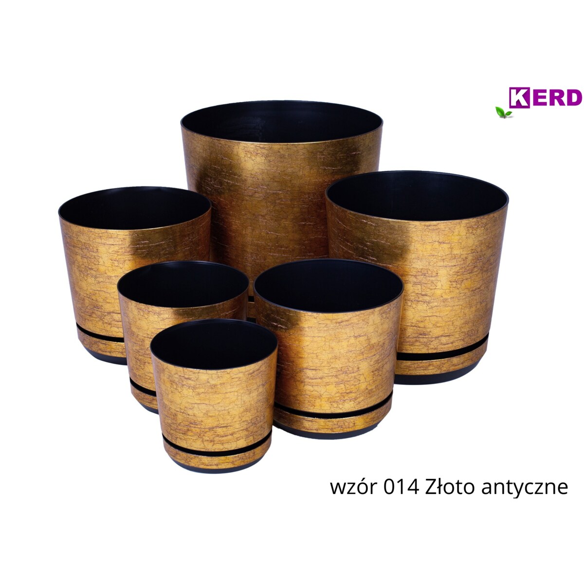 32 cm wzór ZŁOTO ANTYCZNE Doniczka z podstawką klasyczna elegancka rustykalna starożytna duża szeroka donica