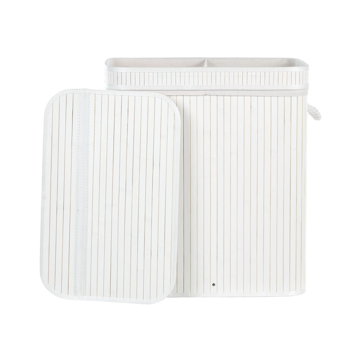 Kosz bambusowy z pokrywką biały KALTHOTA