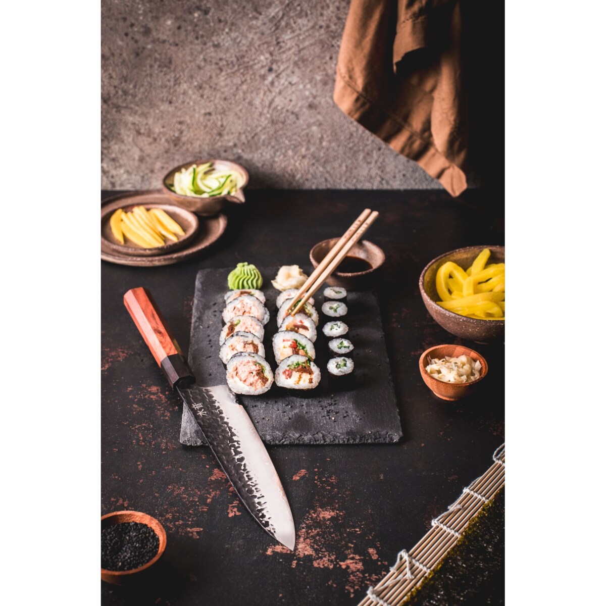 Japoński nóż szefa kuchni Mizuoto w pudełku prezentowym Stal wysokowęglowa AUS-10 Profesjonalny nóż