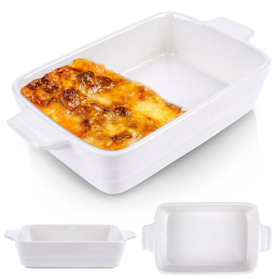 Naczynie Żaroodporne Ceramiczne Białe 19 x 11 x 4 cm do Piekarnika Pieczenie