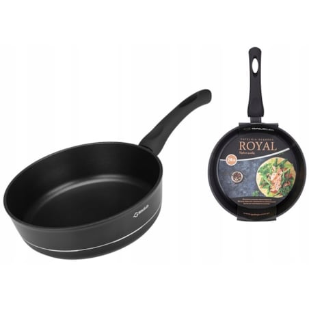 Patelnia wok do smażenia gotowania głęboka 24 cm ROYAL CZARNA wysoka