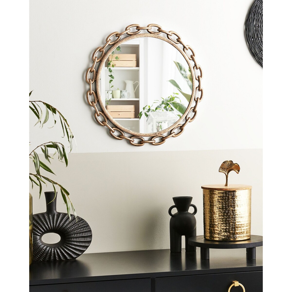 Okrągłe lustro ścienne ø 46 cm złote YEBRA