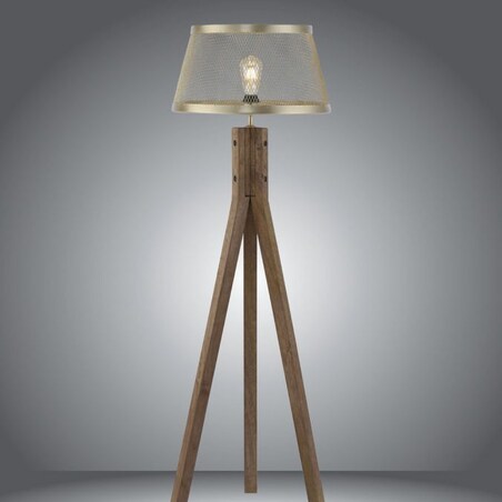 Lampa sypialniana Frederik 11424-60 drewniana z kloszem mosiądz