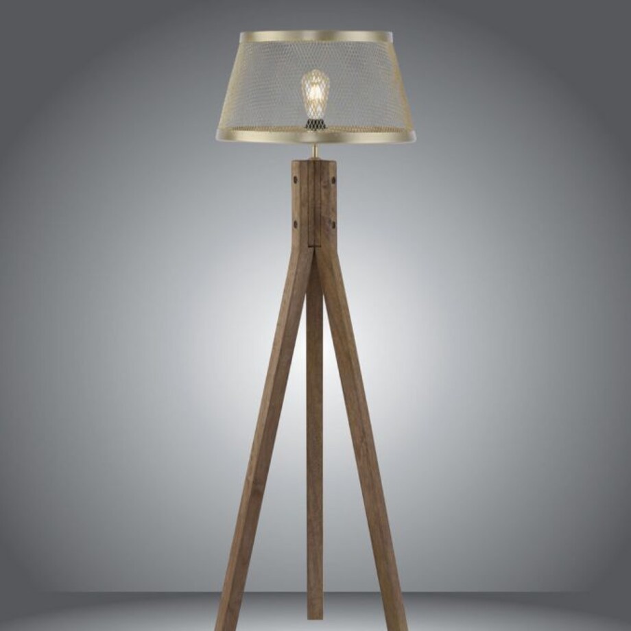 Lampa sypialniana Frederik 11424-60 drewniana z kloszem mosiądz