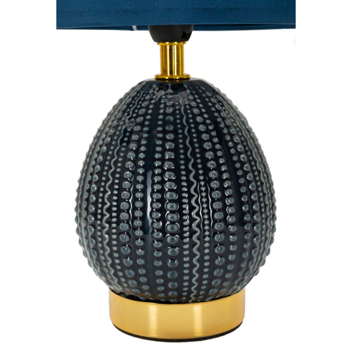 Lampa stołowa Flavi, kolor niebieski, ceramika, żelazo i tkanina, 15 x 15 x 30,5 cm, 1 x E14, do salonu i sypialni, Mauro Ferretti