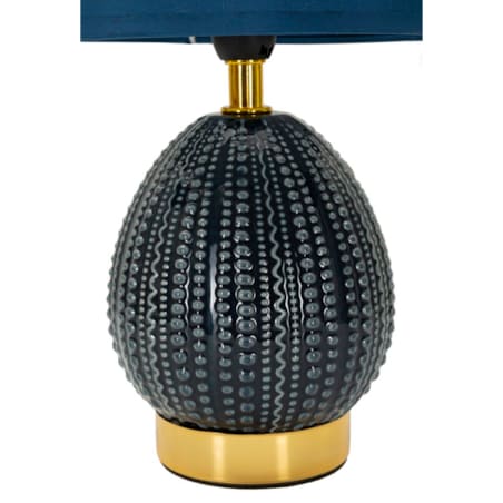 Lampa stołowa Flavi, kolor niebieski, ceramika, żelazo i tkanina, 15 x 15 x 30,5 cm, 1 x E14, do salonu i sypialni, Mauro Ferretti