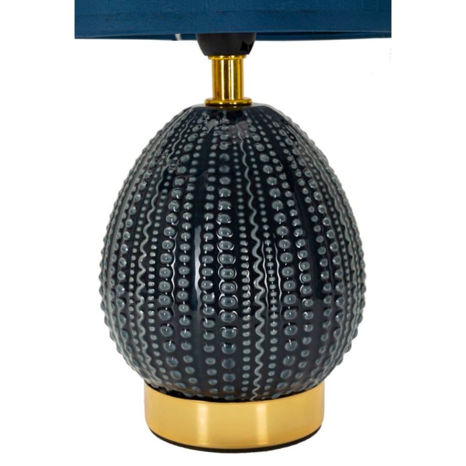 Lampa stołowa Flavi, kolor niebieski, ceramika, żelazo i tkanina, 15 x 15 x 30,5 cm, 1 x E14, do salonu i sypialni, Mauro Ferretti