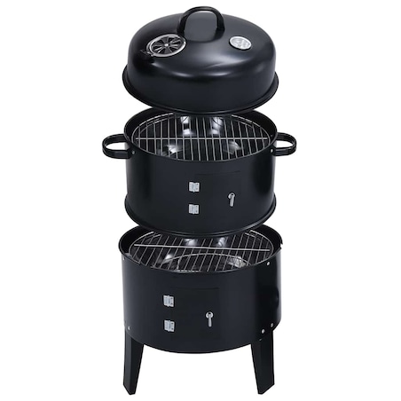 vidaXL Grill węglowy z wędzarnią 3-w-1, 40x80 cm