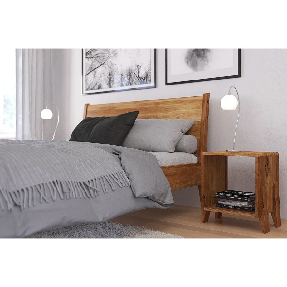 Łóżko drewniane dębowe Visby RADOM / 160x200 cm, lakier naturalny