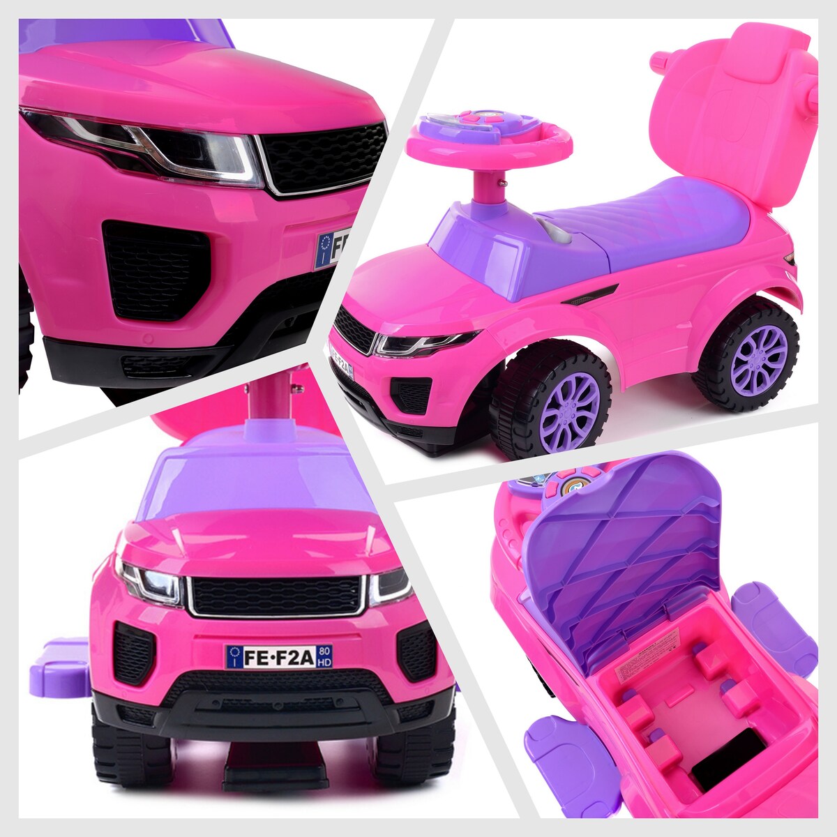 Jeździk FUNFIT KIDS różowy samochodzik dla dzieci pchacz 3w1 do 27 kg
