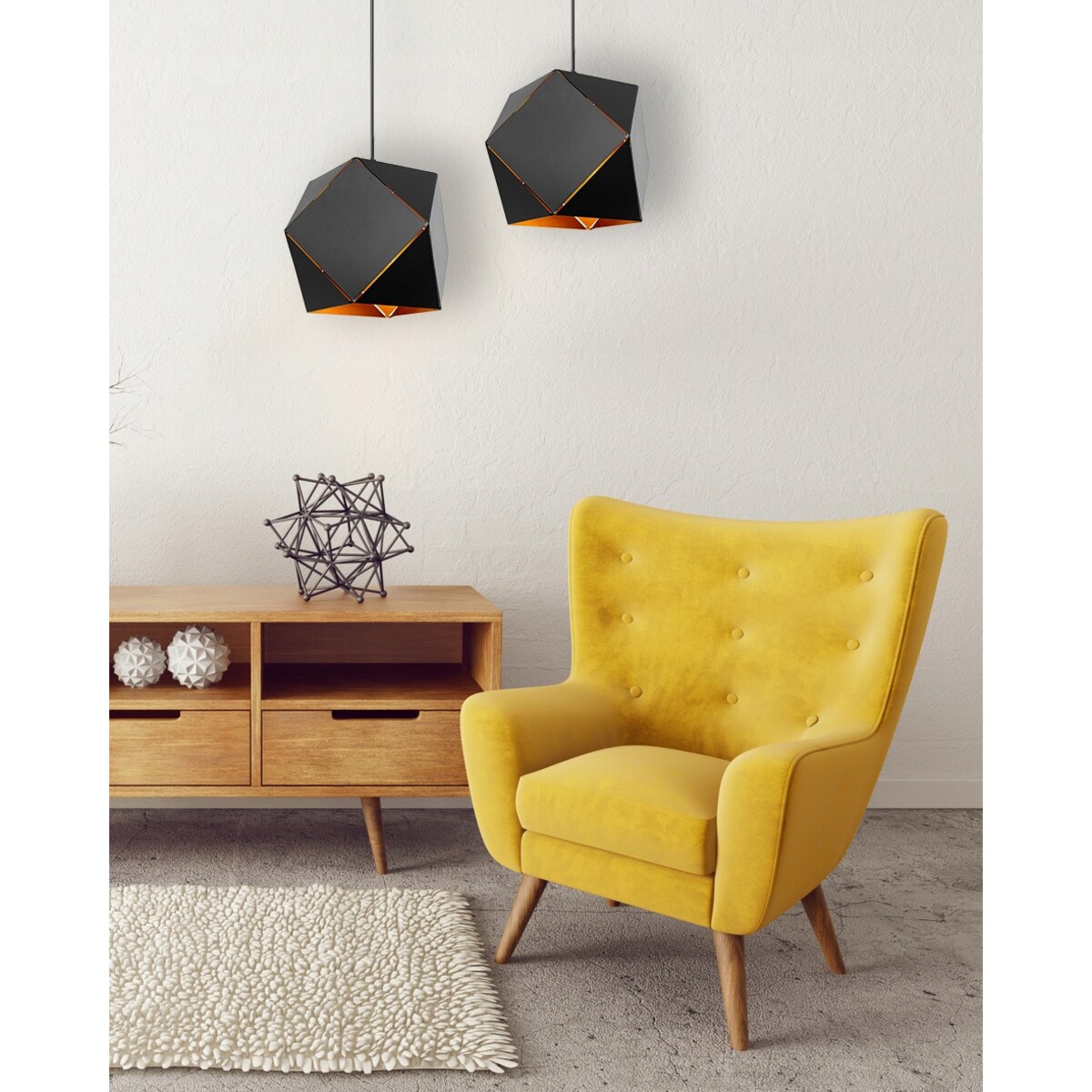 Lampa Wisząca Sufitowa Geometryczna Czarna Loft