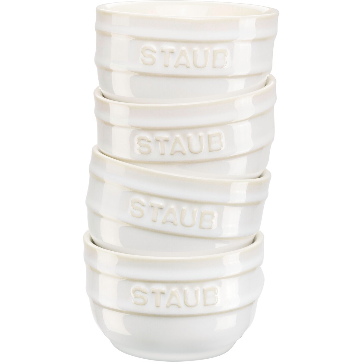 Staub Mini Ramekin Okrągły, 4 szt. - 200 ml, Kość słoniowa