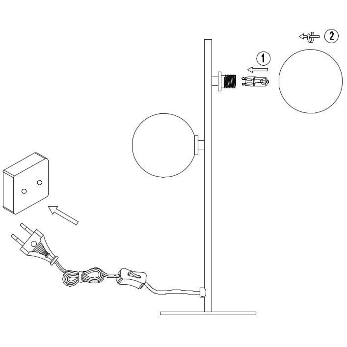 Loftowa LAMPA stołowa TYCHO 45574/02/30 Lucide metalowa LAMPKA szklane kule przydymione czarne