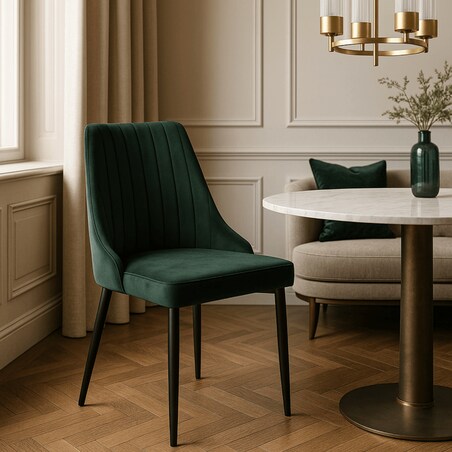 Krzesło Tapicerowane Welurowe Zielone Do Jadalni Salonu Kuchenne Loft BARI