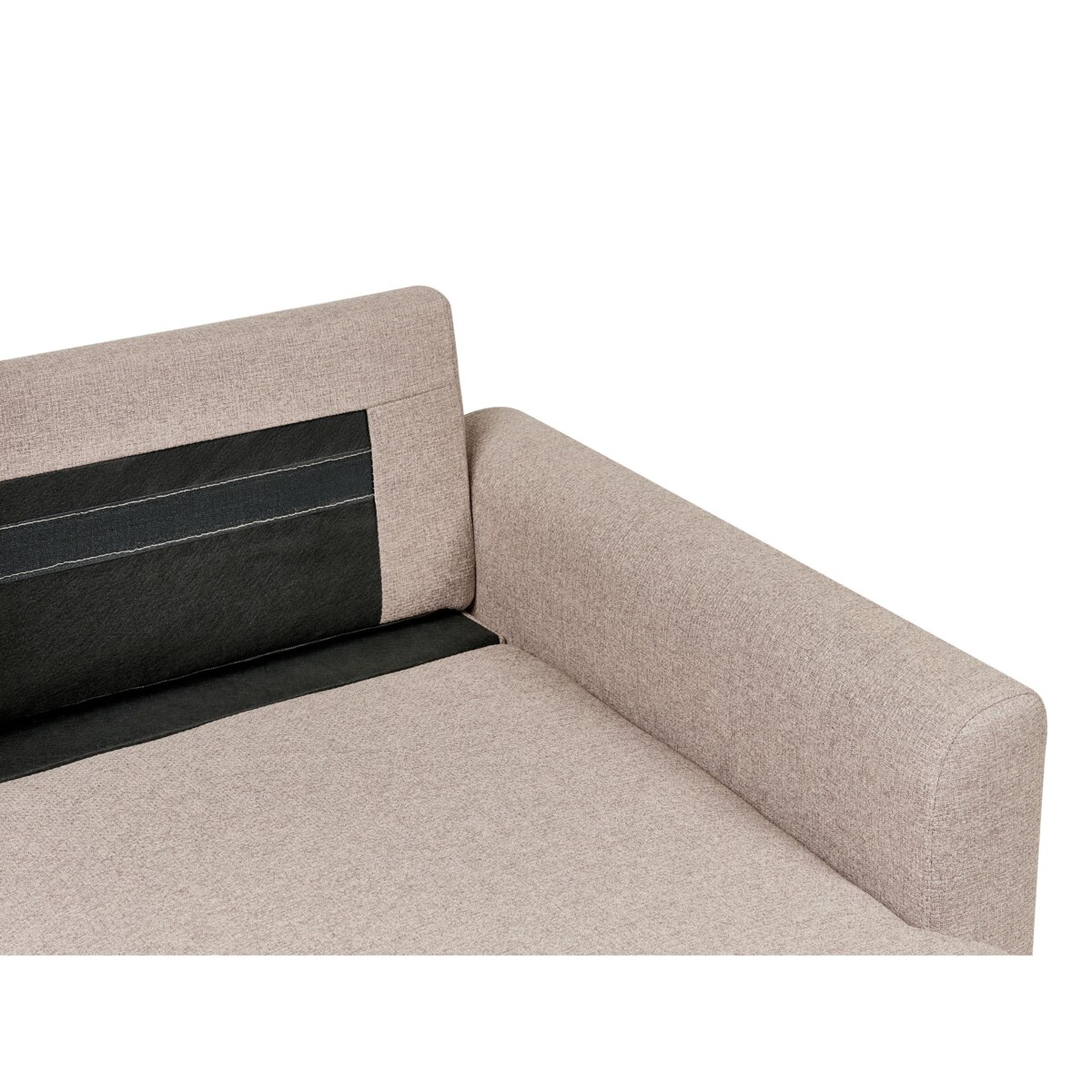 Narożnik rozkładany NASSJO Len syntetyczny Jasnobrązowy ze schowkiem dla 3 osób Lewostronny