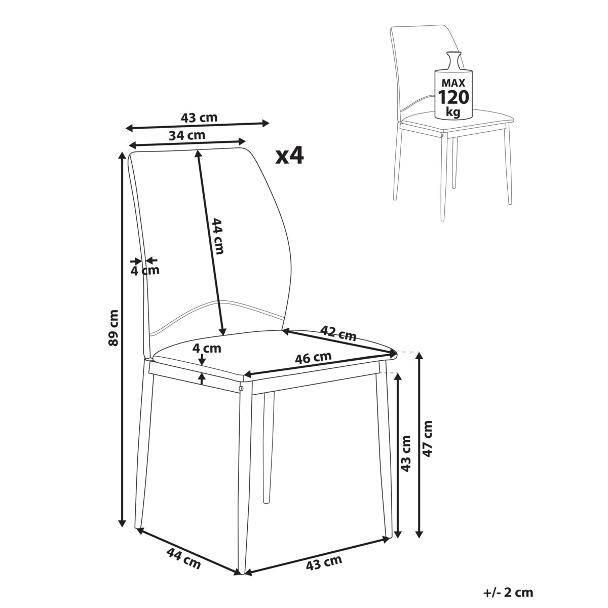 Zestaw 4 krzeseł do jadalni ROCHEPORT Jasnobeżowy