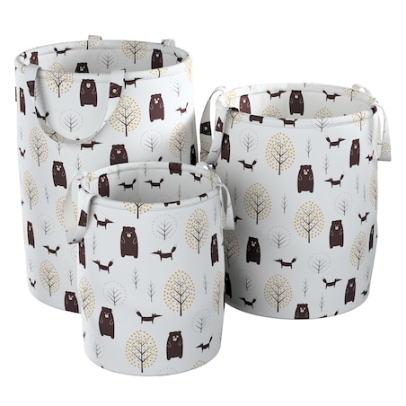 Kosz na zabawki Tobi, ecru-brązowy, 40x60cm, Magic Collection