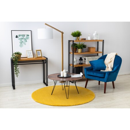 Dywan BUNNY koło złoty IMITACJA FUTRA koło 140 cm