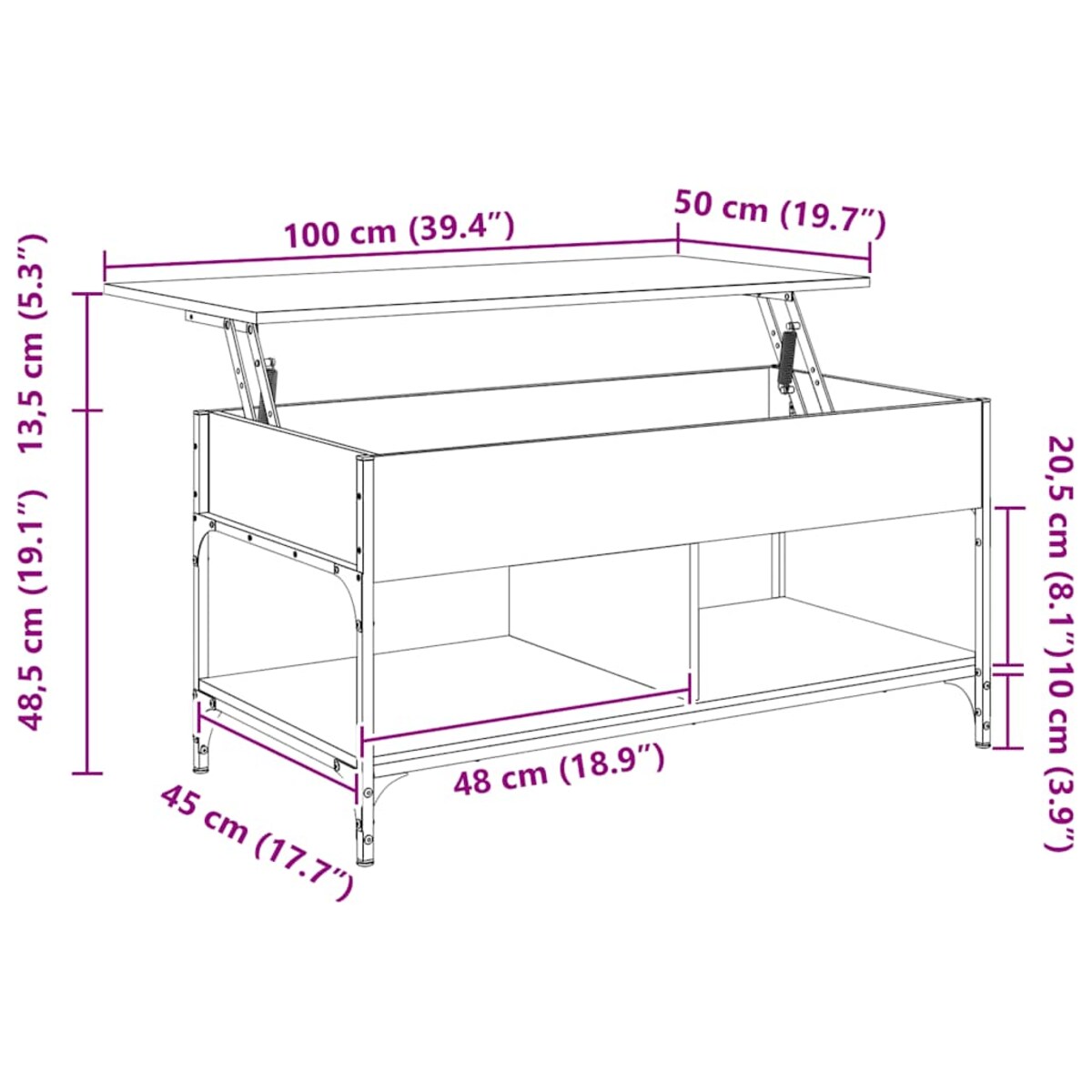 vidaXL Stolik kawowy, czarny, 100x50x50 cm