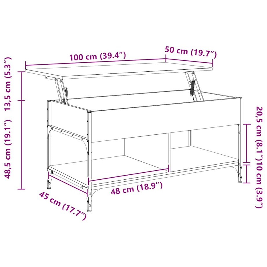 vidaXL Stolik kawowy, czarny, 100x50x50 cm