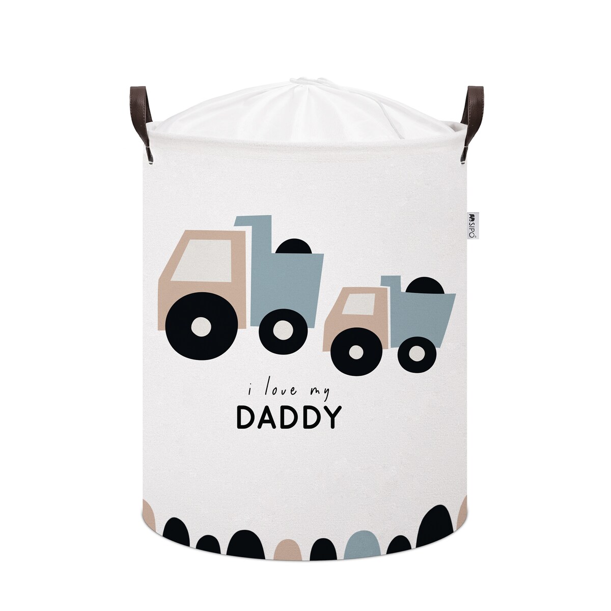 bawełniany kosz na zabawki sipo, zamykany na ściągacz, ciężarówki, xl