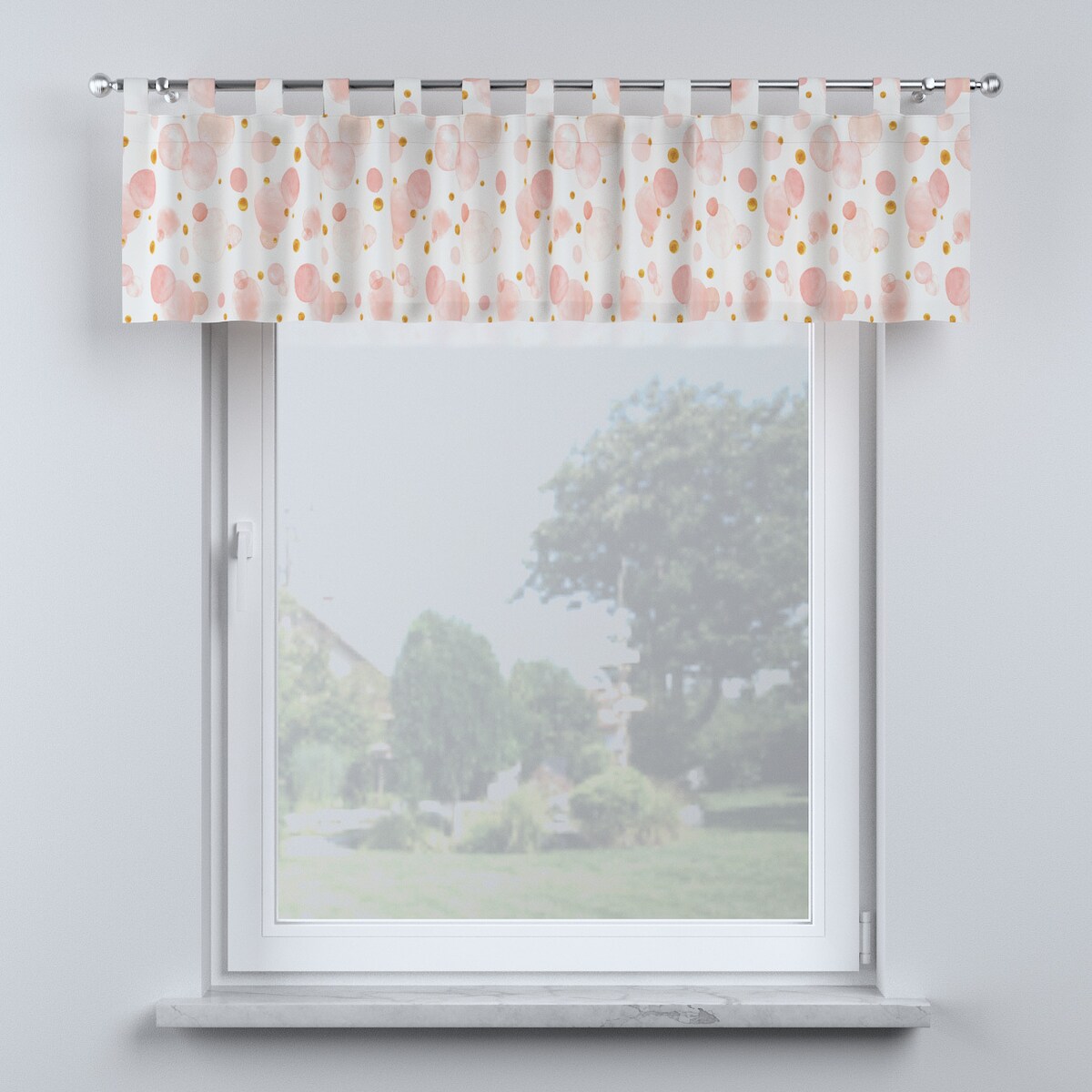 Lambrekin na szelkach 260x40 ecru-różowy