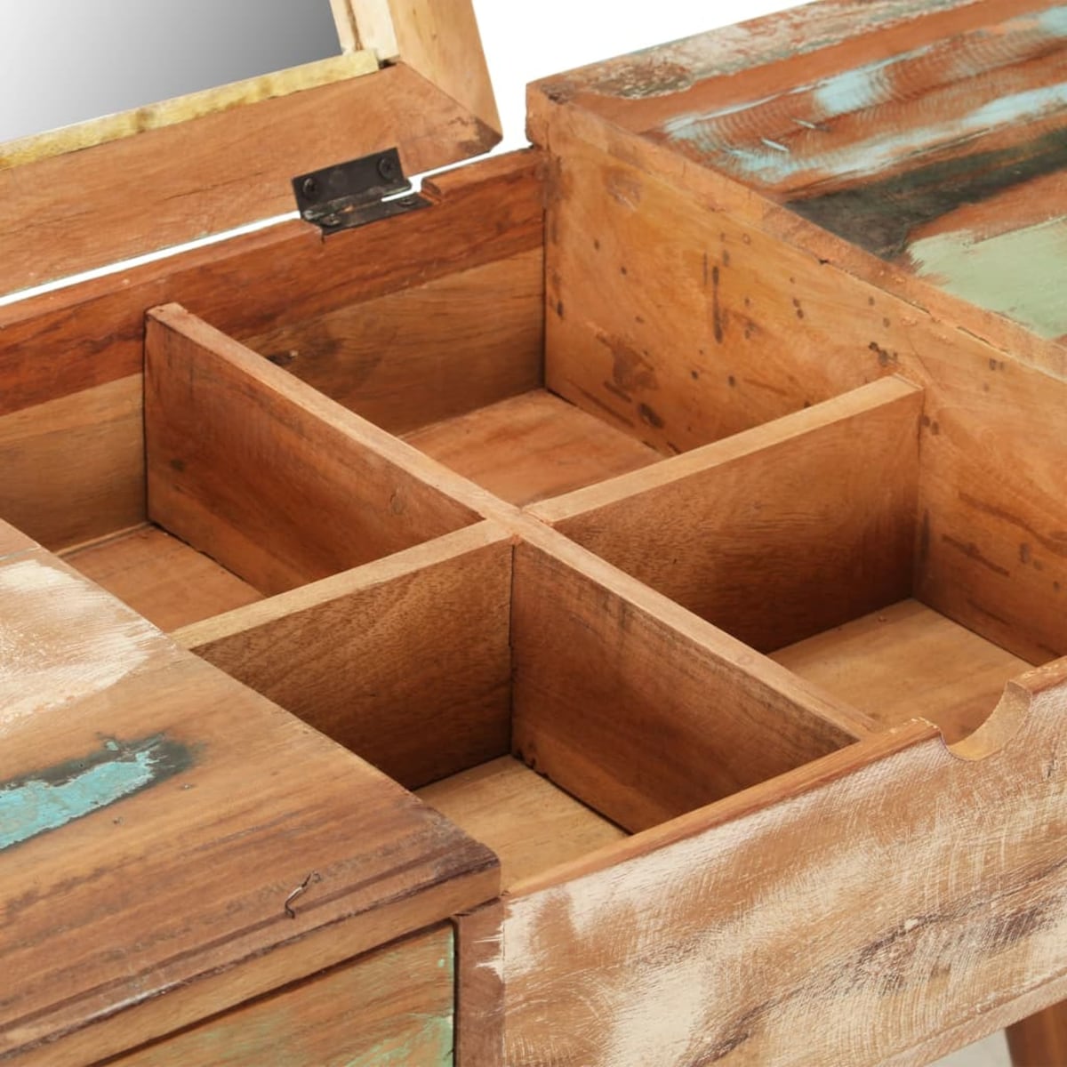 vidaXL Toaletka z lustrem, 112x45x76 cm, lite drewno z odzysku