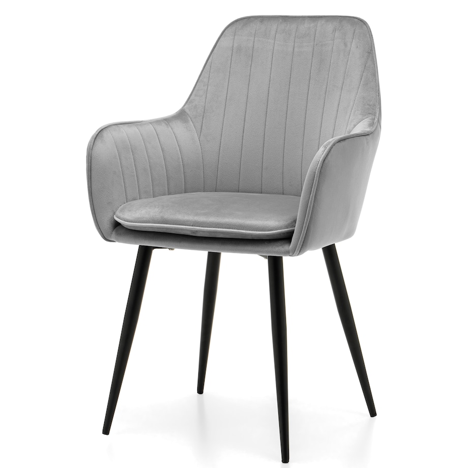 Krzesło tapicerowane EMILIA jasnoszara welur salon jadalnia