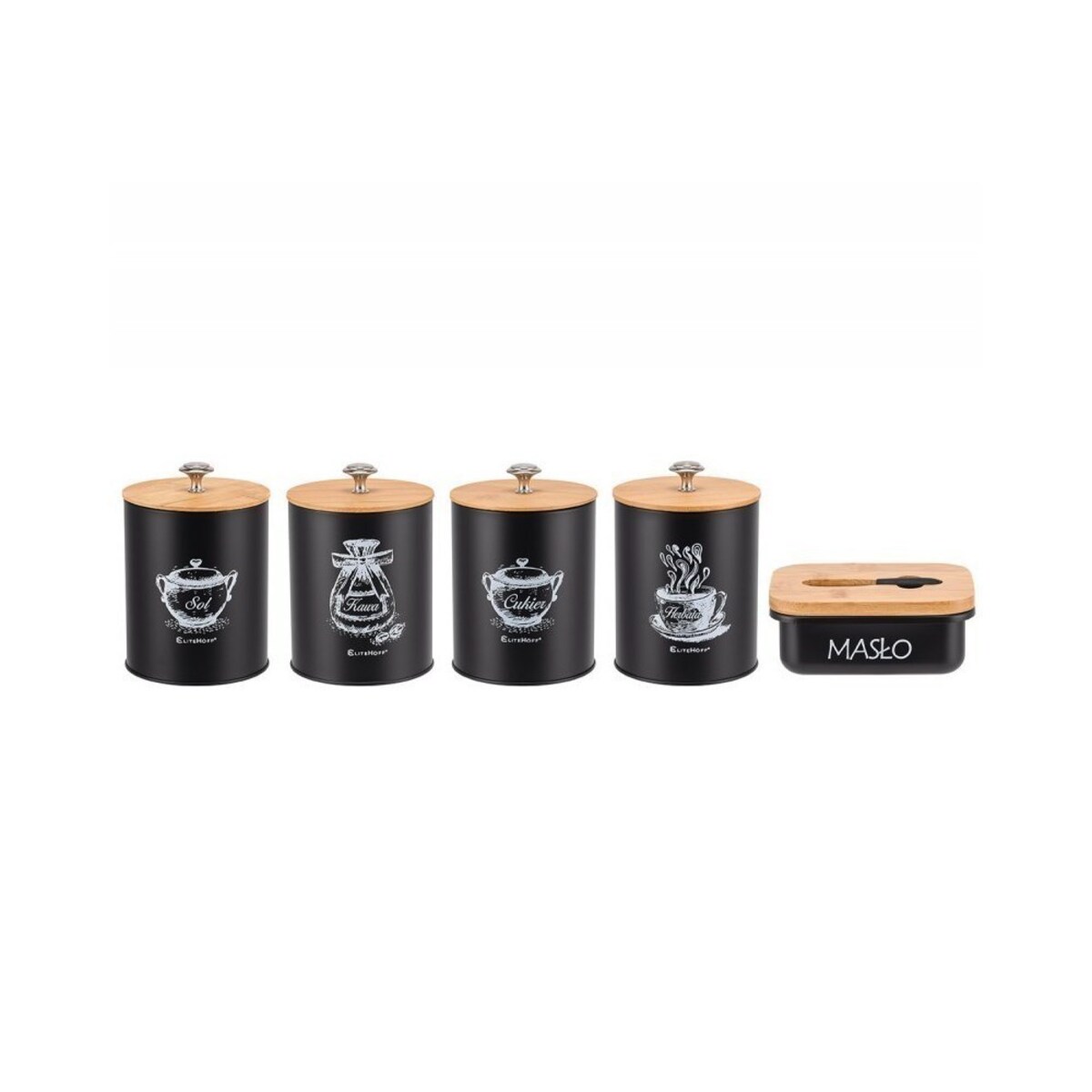 Elitehoff zestaw 4 pojemników kuchennych i maselniczka 49316