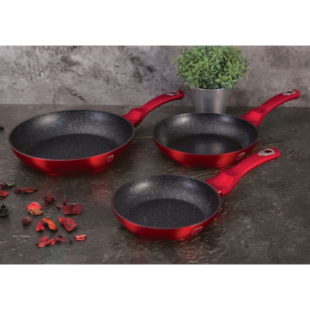 Zestaw 3 patelni marmurowych BerlingerHaus Burgundy BH-1288