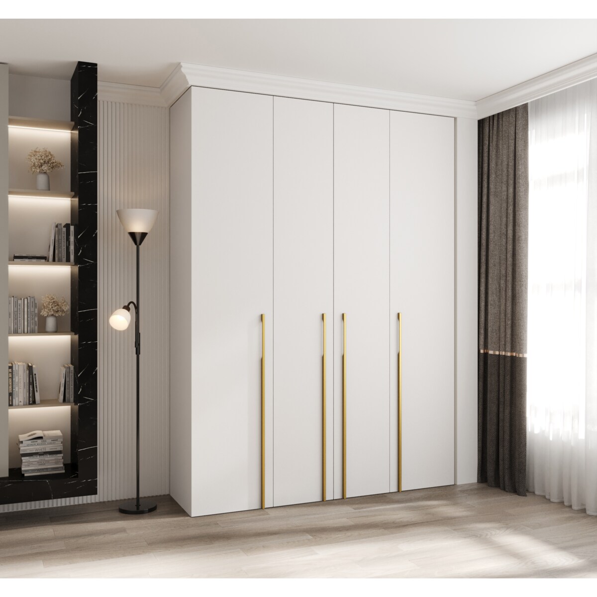 Szafa czterodrzwiowa Como 3 180 gł.40 biały+złoty