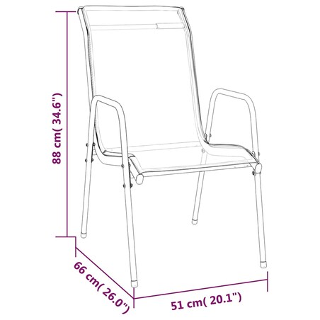 vidaXL Krzesła ogrodowe, 2 szt., stal i tworzywo textilene, czarne
