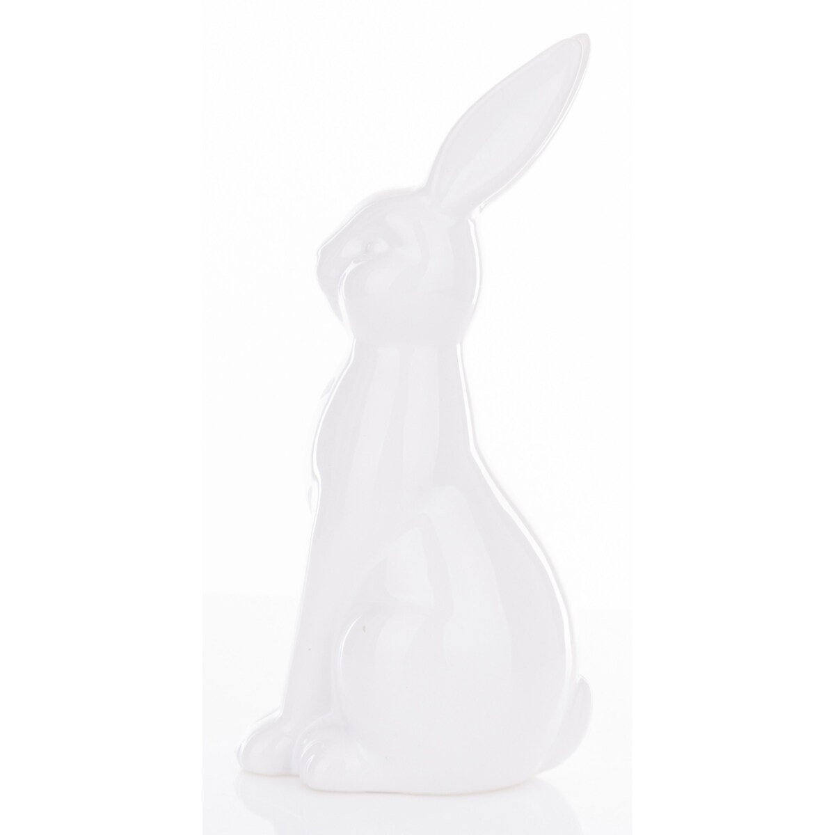 Dekoracja - siedzący biały królik 18x13x13 cm BIAŁEK