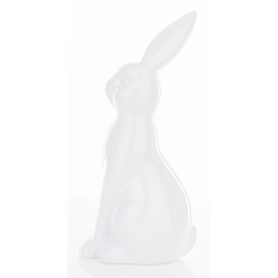 Dekoracja - siedzący biały królik 18x13x13 cm BIAŁEK