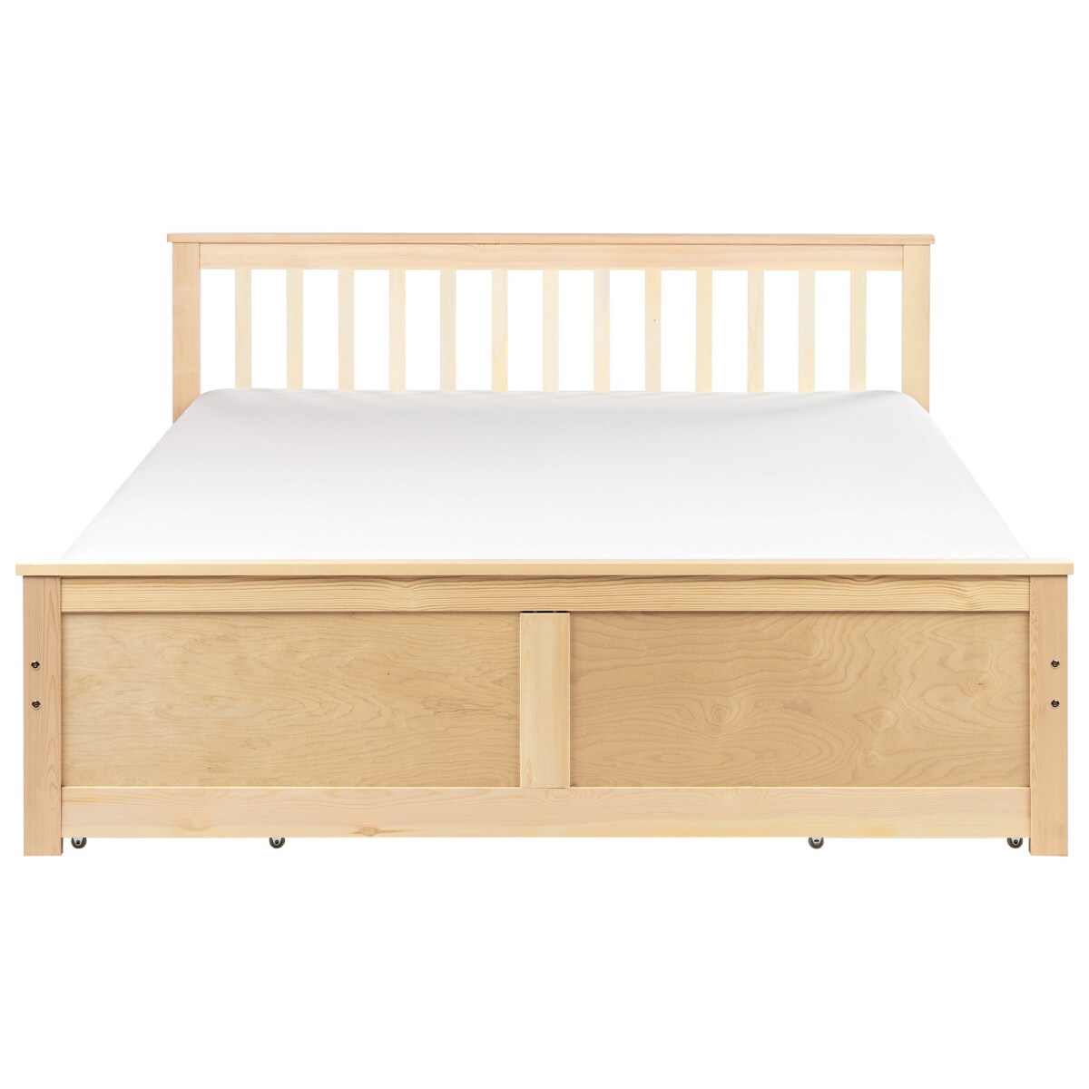 Łóżko ze schowkiem OLENDON 160 x 200 cm Z miejscem do przechowywania Drewno Jasne drewno