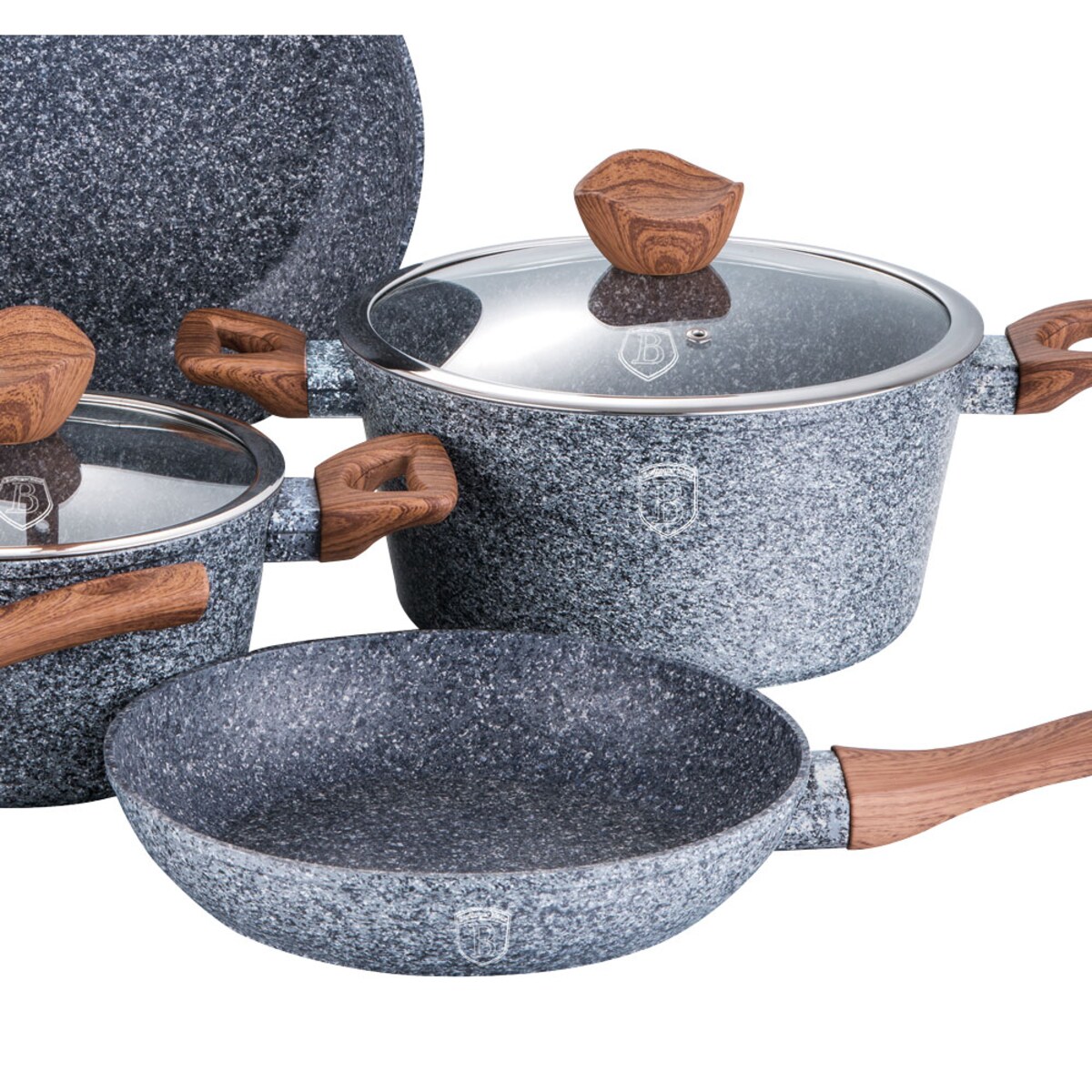 Zestaw garnków z powłoką granitową 18 elementów BERLINGER HAUS Forest Line