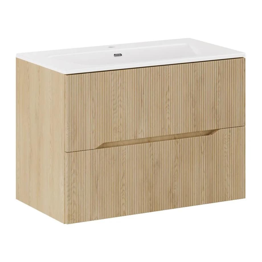 Szafka pod umywalkę NORDIC CREMONA 2S 80cm dąb cremona z umywalką wpuszczaną SKY
