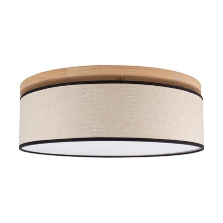 Drewniana Lampa Sufitowa BRITOP Lighting 3xE27 Max.25W Dąb Olejowany FSC z Beżowo Czarnym Lnem, Polski Producent, 1 szt.