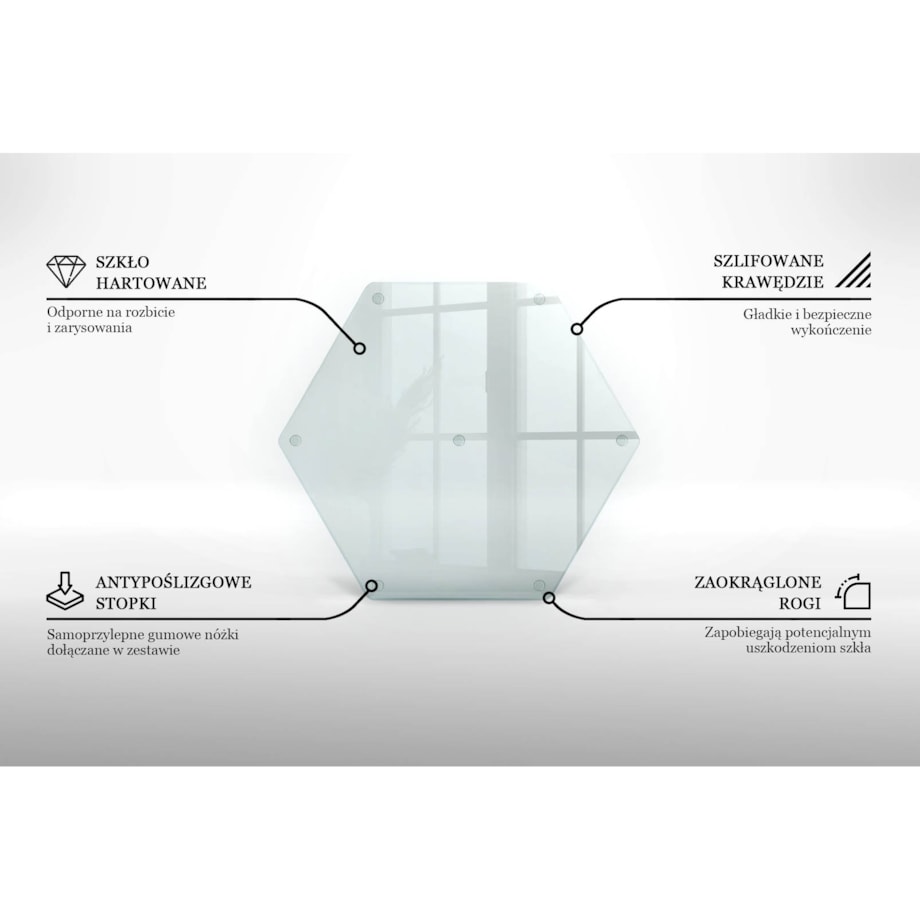 Deska do krojenia sześciokąt, szkło hartowane