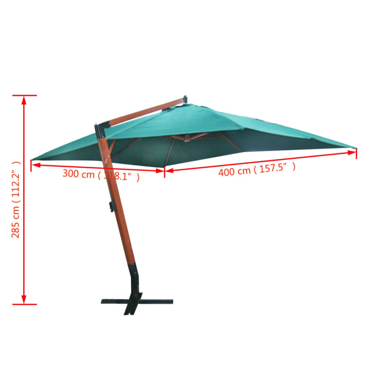 vidaXL Parasol ogrodowy podwieszany, 300x400 cm, zielony