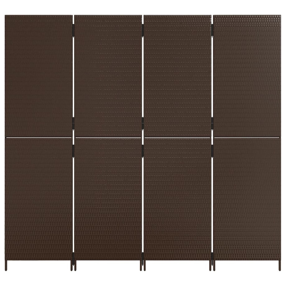 vidaXL Parawan 4-panelowy, brązowy, polirattan
