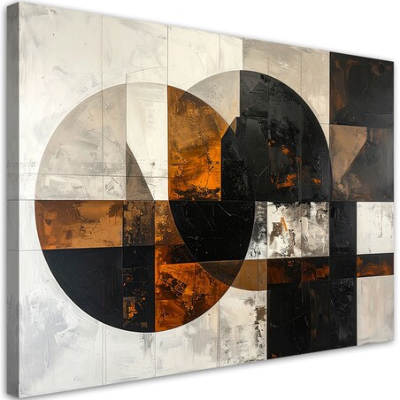 Obraz do salonu sypialni biura kuchni, Abstrakcja koła kształty brązowy szary