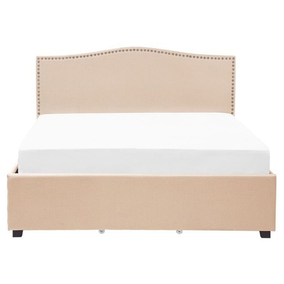 Łóżko z szufladami tapicerowane 160 x 200 cm beżowe MONTPELLIER