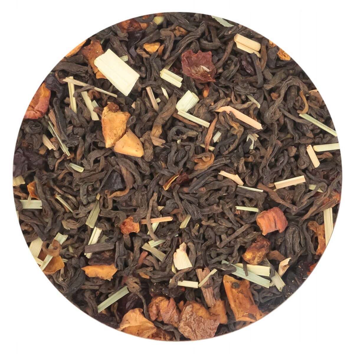 Herbata czerwona pu-erh FITNESS o smaku pomarańczy z kremowymi morelami - herbata liściasta sypana mieszanka napar susz - gotowa na prezent upominek