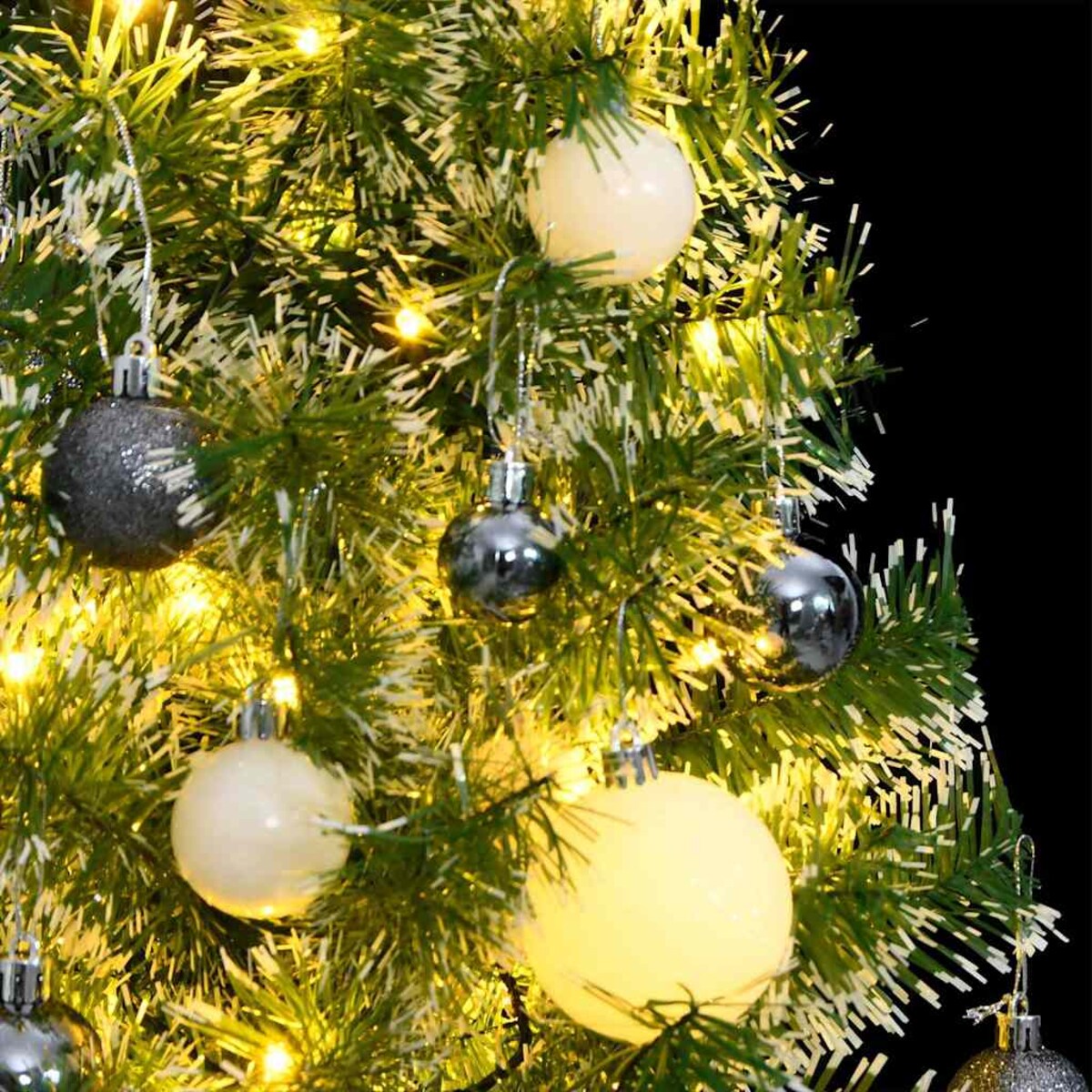 vidaXL Sztuczna choinka ze 150 LED, bombkami i śniegiem, 120 cm