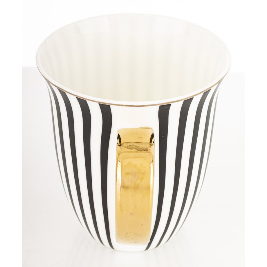 Kubek porcelanowy11,5x13x10 cm w pudełku 450 ml TASSA - w czarno-białe paski