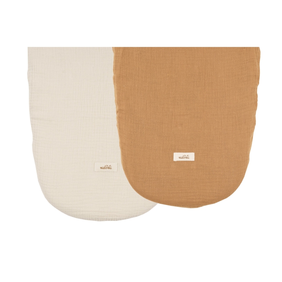 Prześcieradło muśłinowe do gondoli/kosza mojżeszoweg natural/camel 2 pack