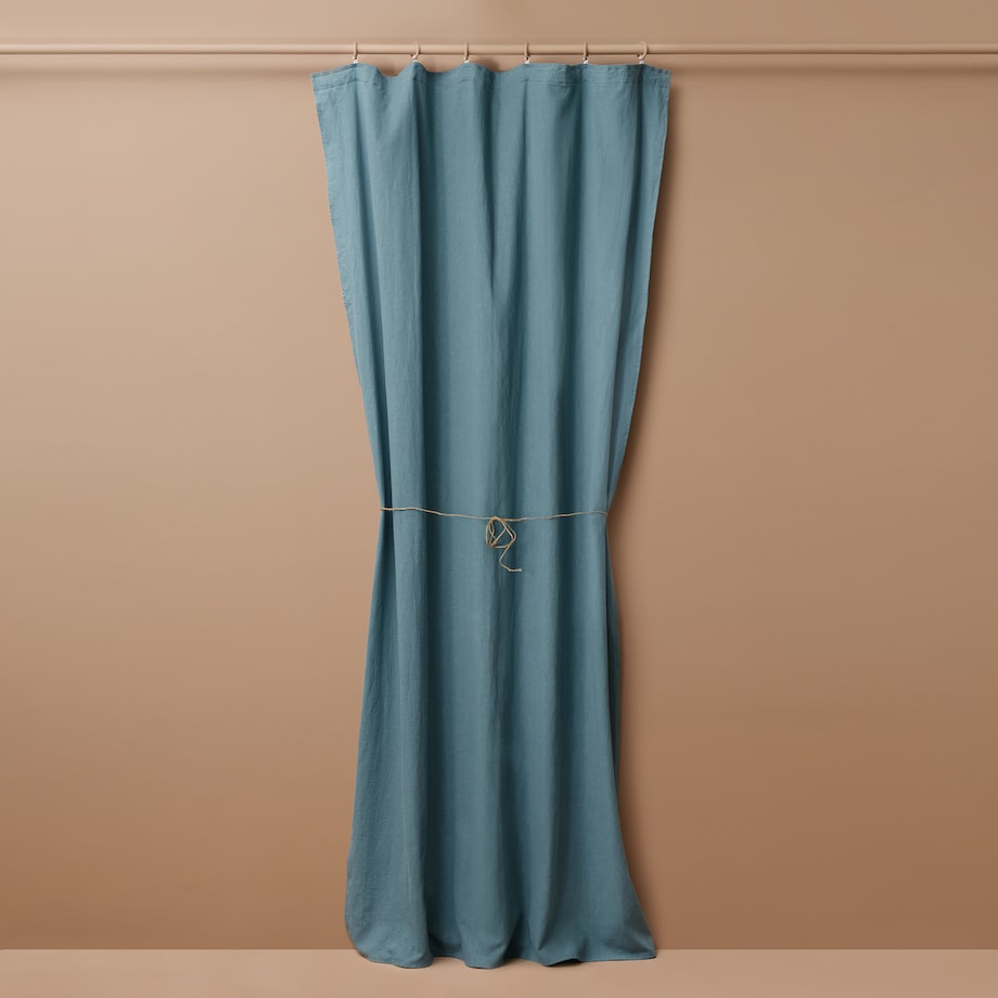 Lniana zasłona w kolorze zgaszonego turkusu Merida 140x250
