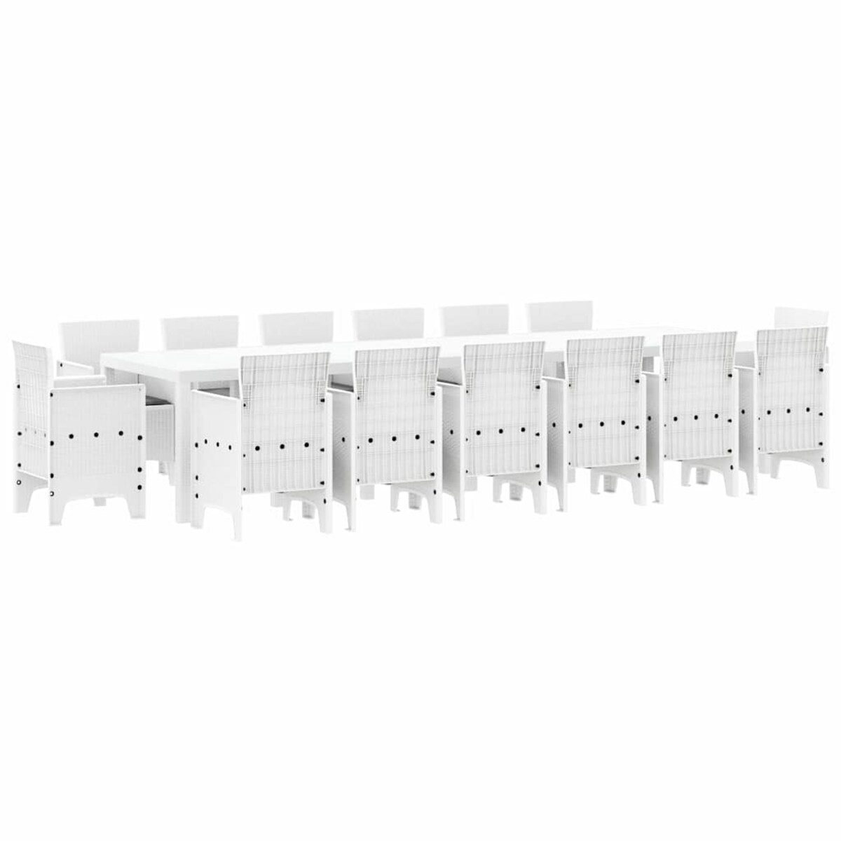 vidaXL Zestaw do jadalni w ogrodzie 15 pcs Biały Rattan Polt