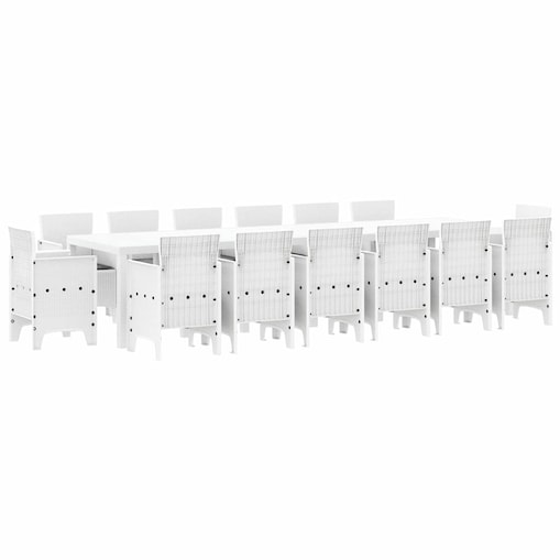 vidaXL Zestaw do jadalni w ogrodzie 15 pcs Biały Rattan Polt